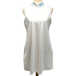 Tommy Bahama Golf White Quarter Zip Printed Stand Collar Casual Dress Large